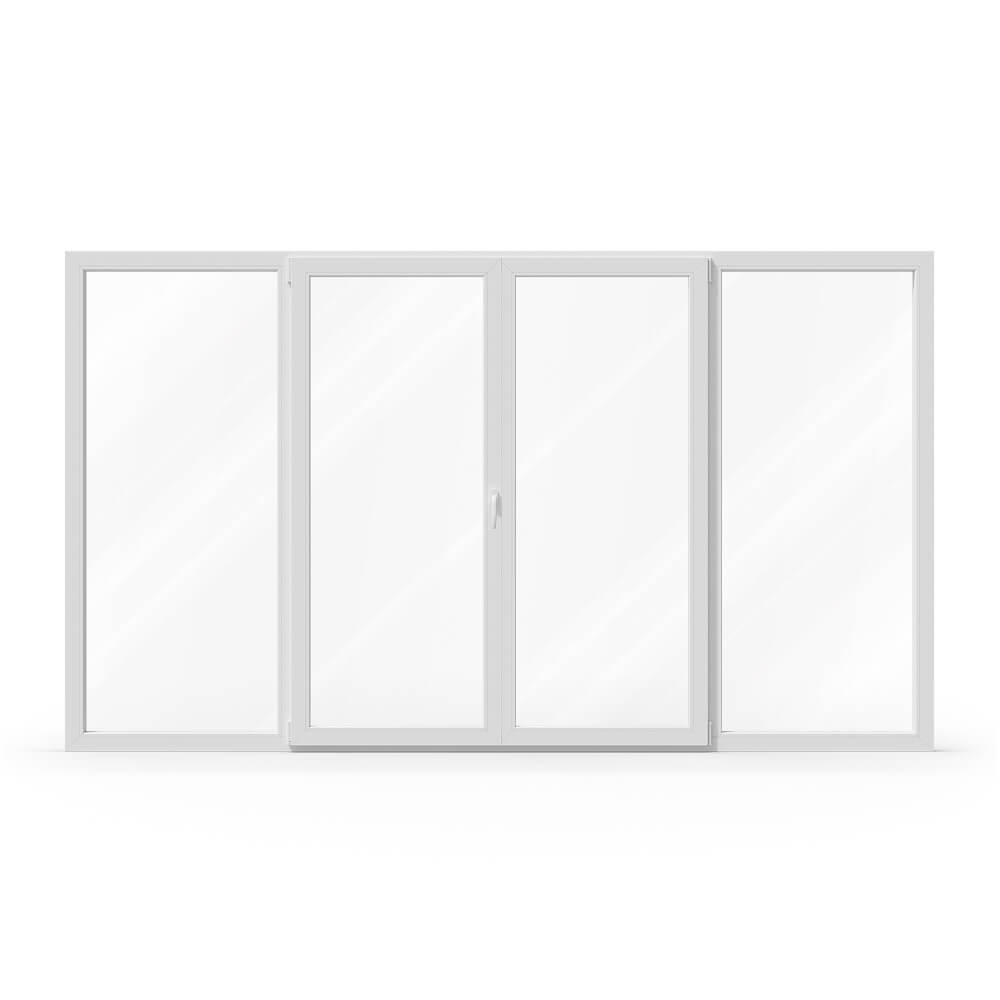 Cuatro hojas con apertura central