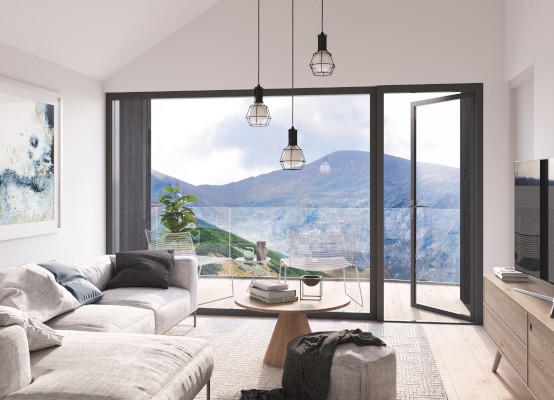 Puerta balconera color antracita