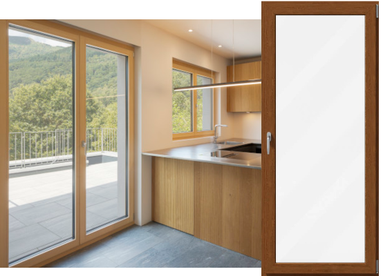 Puerta balconera pvc madera