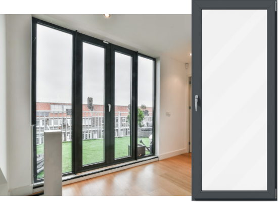 Puerta de balcón pvc tonos negros