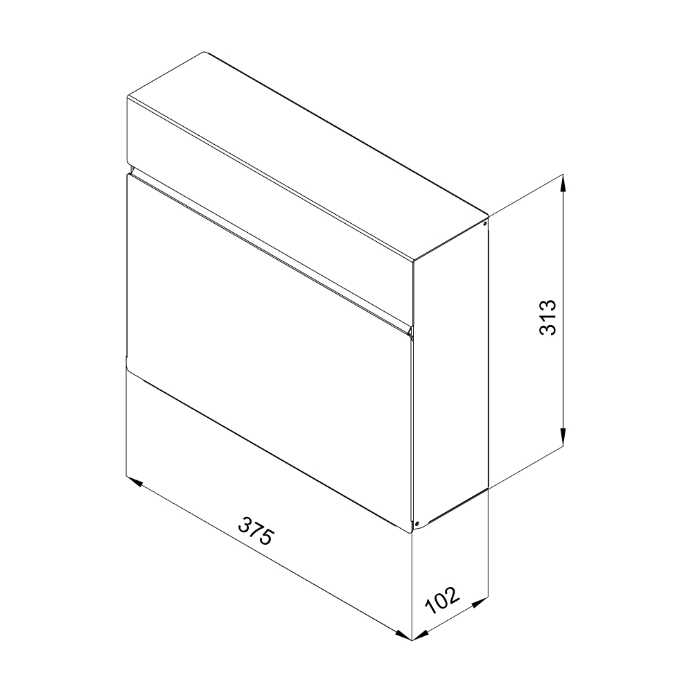 Dibujo técnico del buzón de correo RENZ Horizon