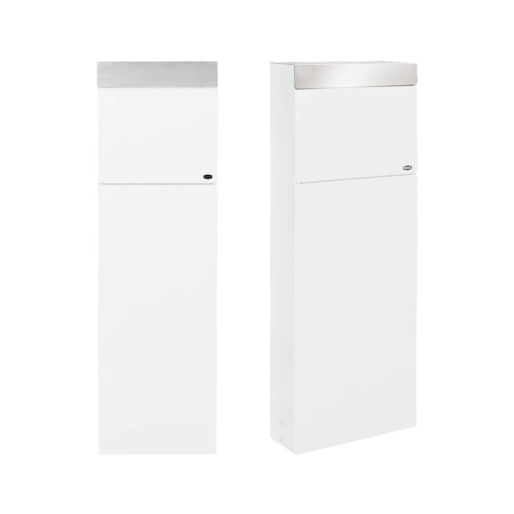 Vista del buzón de correo Liberty en aluminio blanco