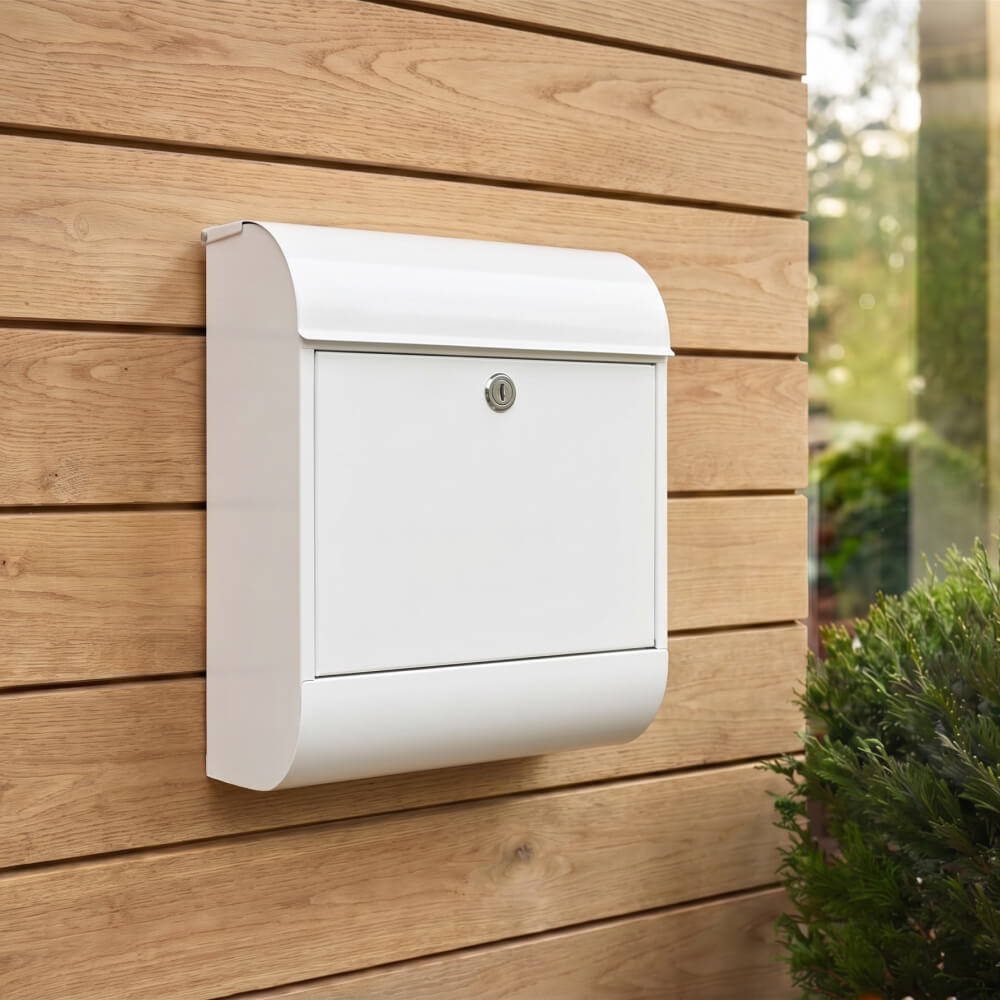 Buzón de correo MEFA Pearl en aluminio blanco instalado