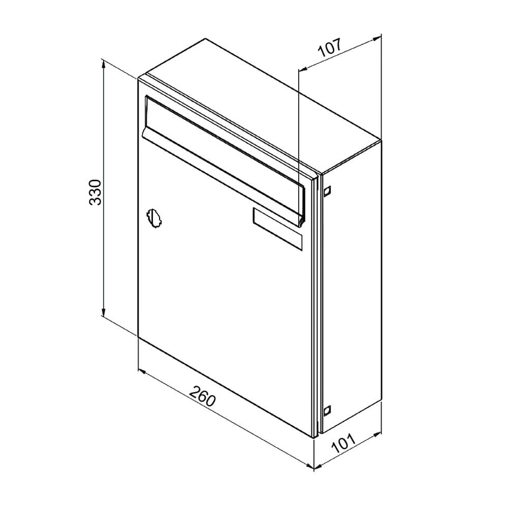 Dibujo técnico del buzón de correo MEFA Sonate