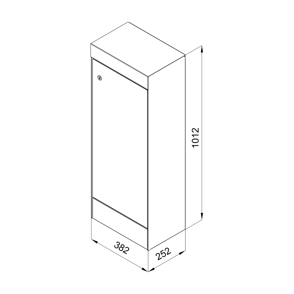 Dibujo técnico del buzón para paquetes Cliff