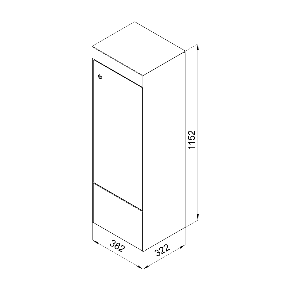 Dibujo técnico del buzón para paquetes Edge