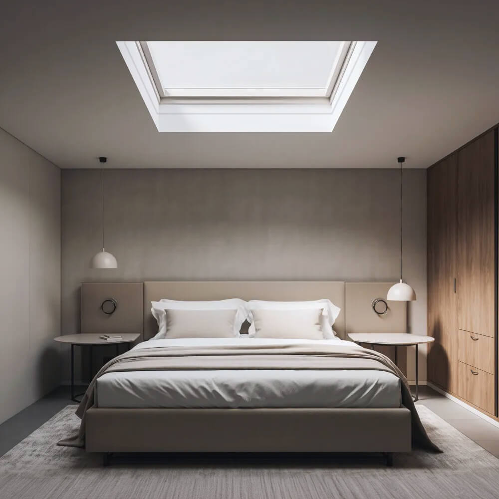 Claraboya en dormitorio