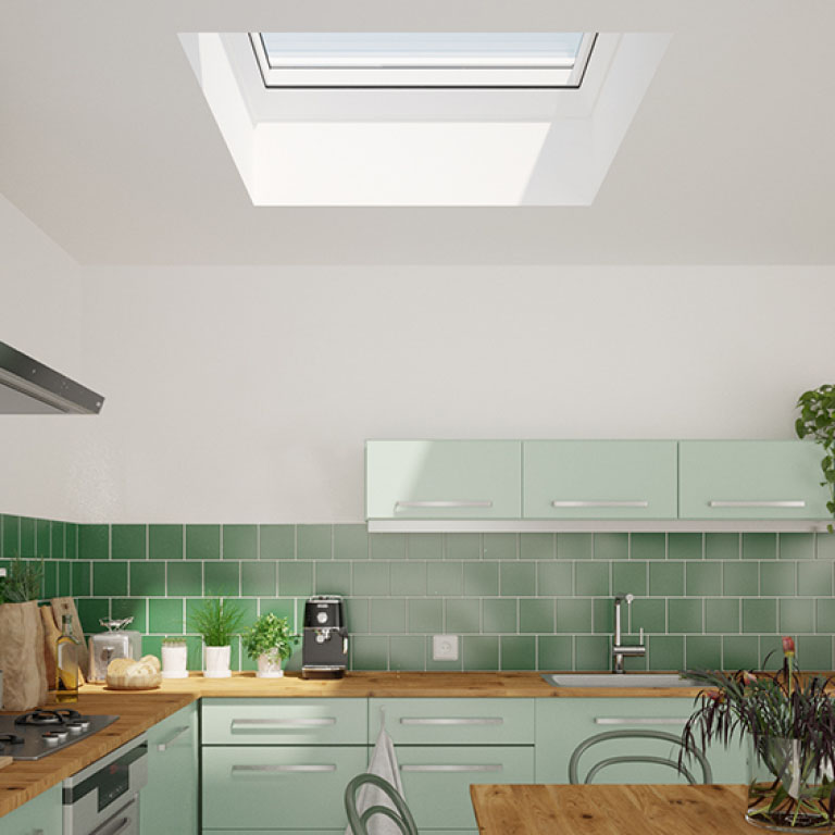 Claraboya fija para techo plano en cocina