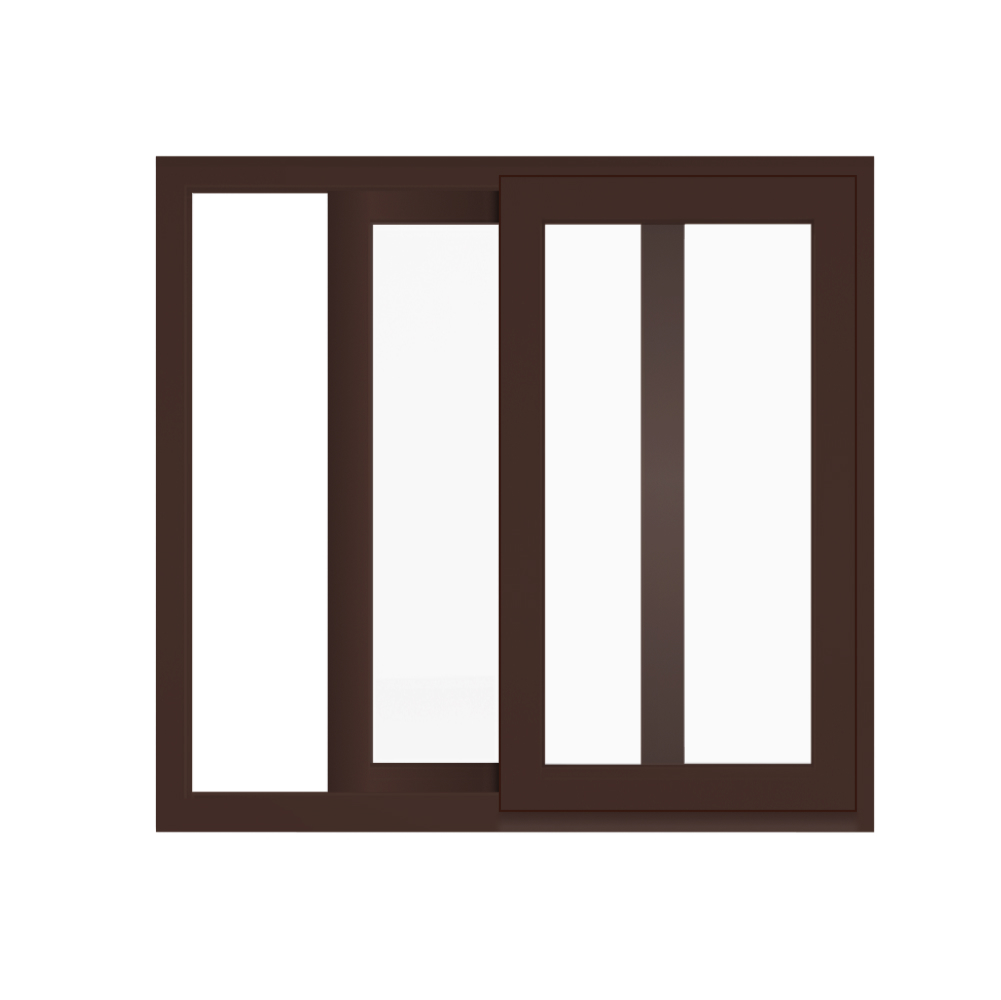 Ventana corredera de aluminio exterior color chocolate