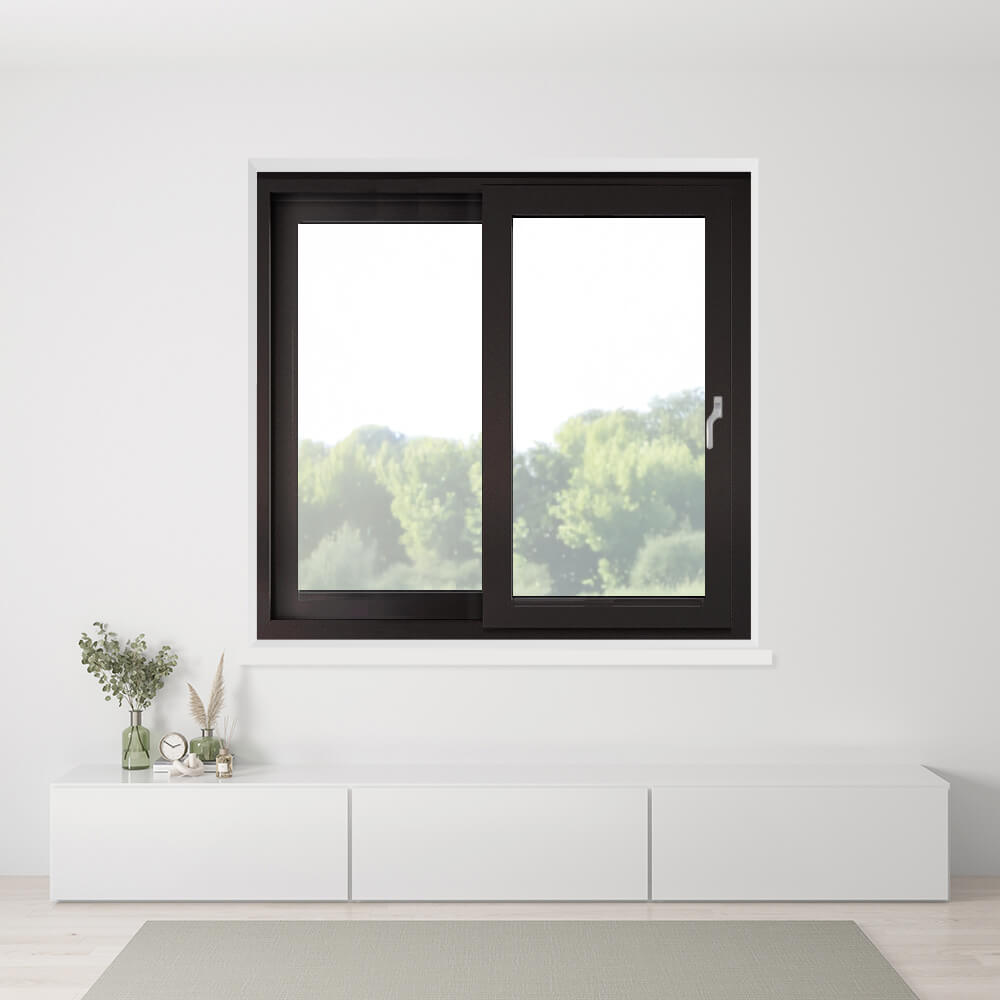 Ventana corredera instalada en color negro mate interior