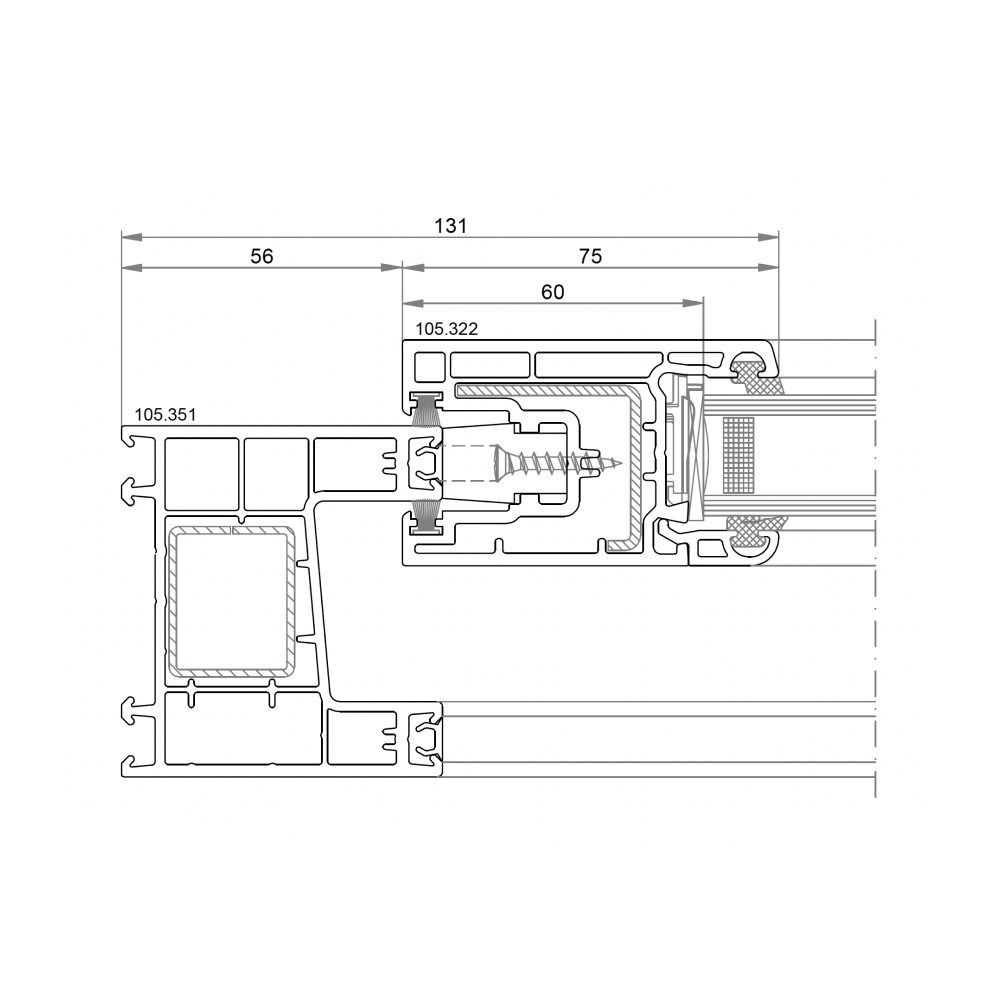 Ventana plano sección Veka Ekosol 70