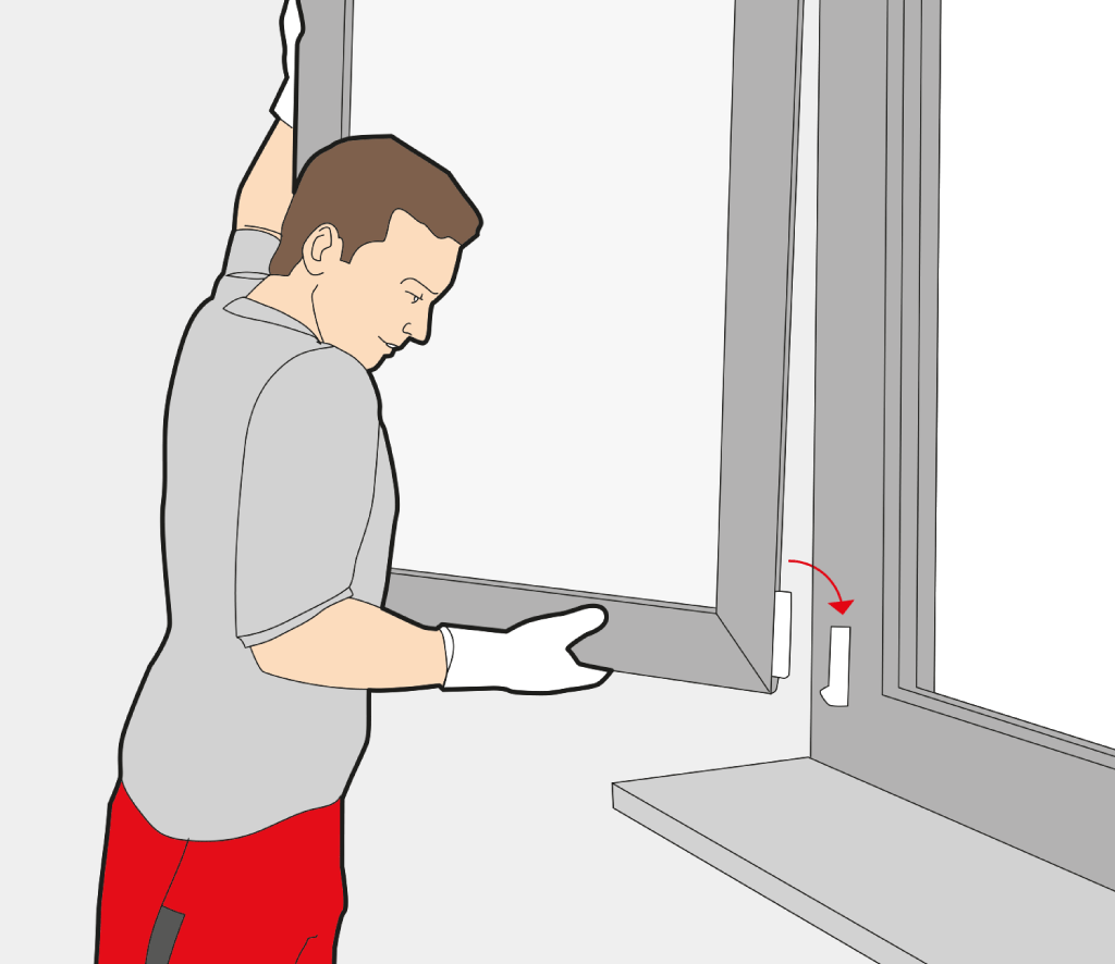 Colocación de la hoja de una ventana