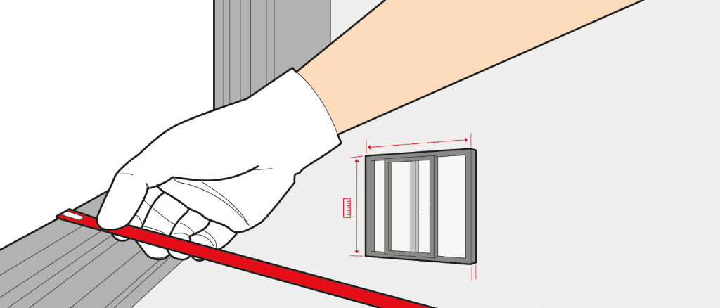 Toma de medidas del tamaño de una puerta corredera elevable