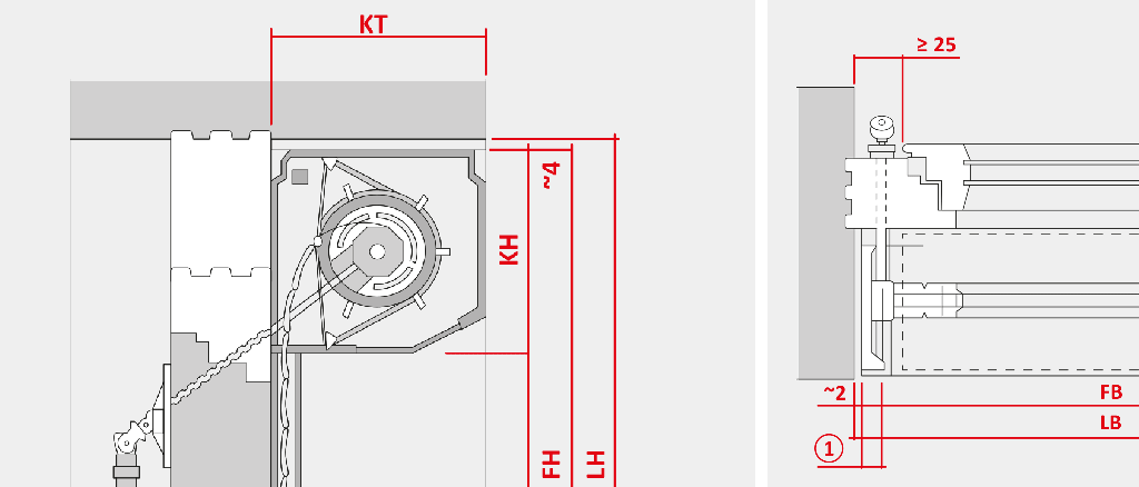 Persiana enrollable con cajón interior y manivela