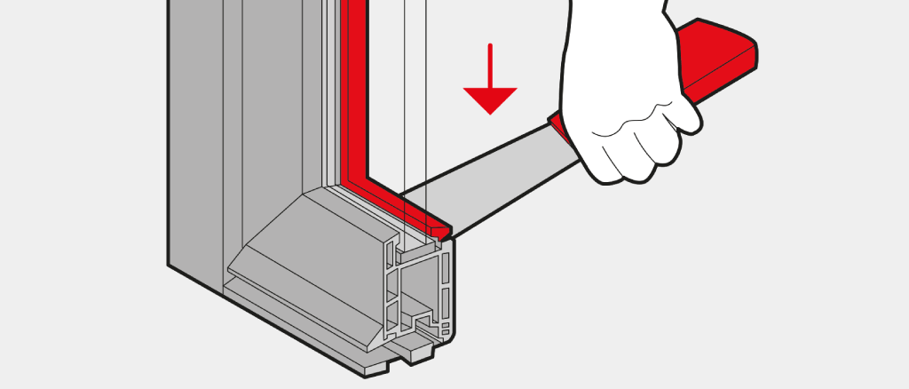 Quita la tira de cristal de una puerta corredera elevable con una espátula