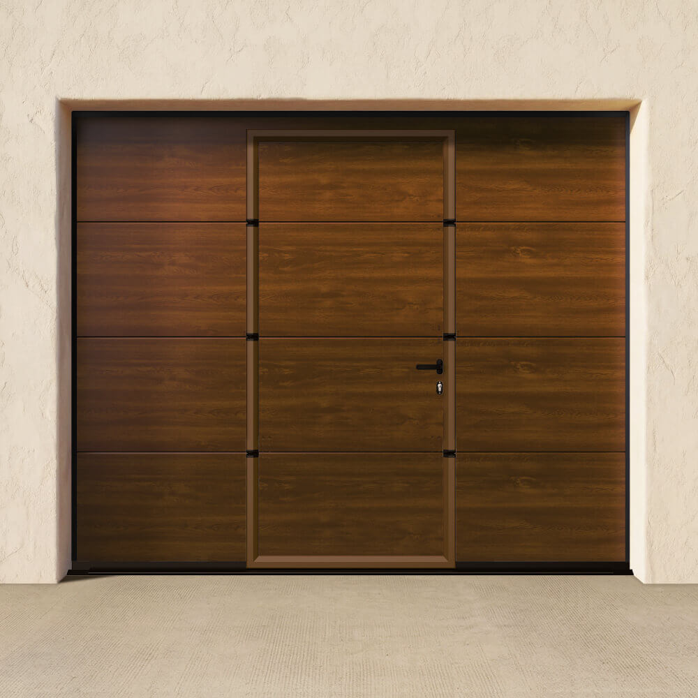 Puerta de garaje eléctrica efecto madera