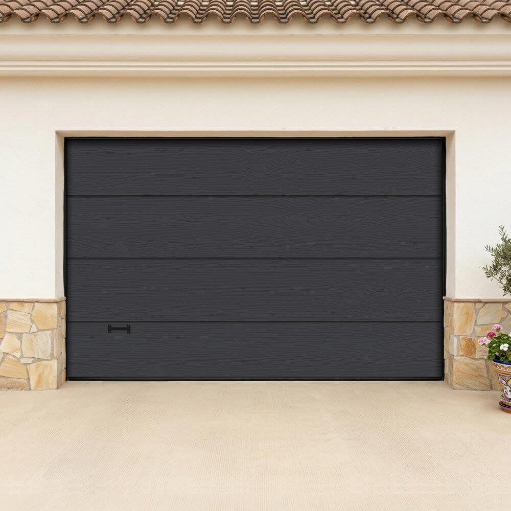 Puerta de garaje cerrada gris antracita RAL 7016
