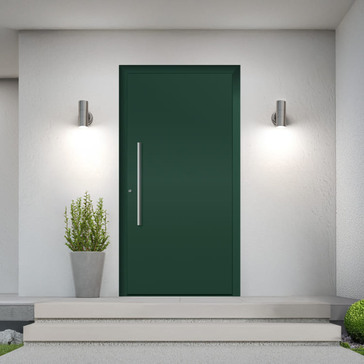 puerta de aluminio color verde