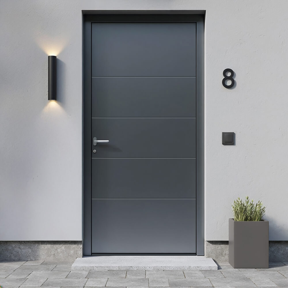 Puerta de entrada de aluminio BASIC Avilés instalada