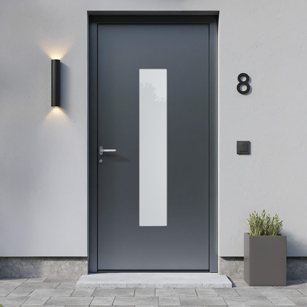 Puerta de entrada de aluminio BASIC Majadahonda instalada