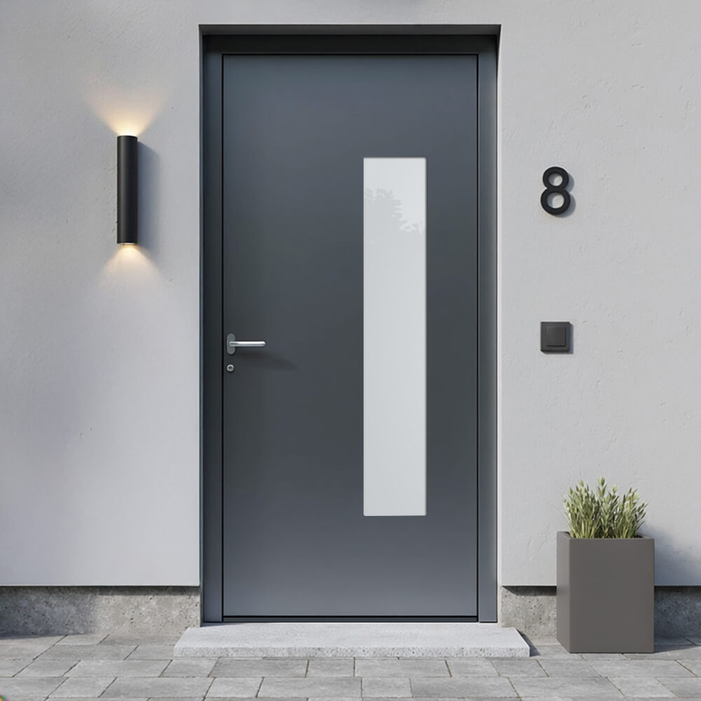 Puerta de entrada de aluminio BASIC Paterna instalada