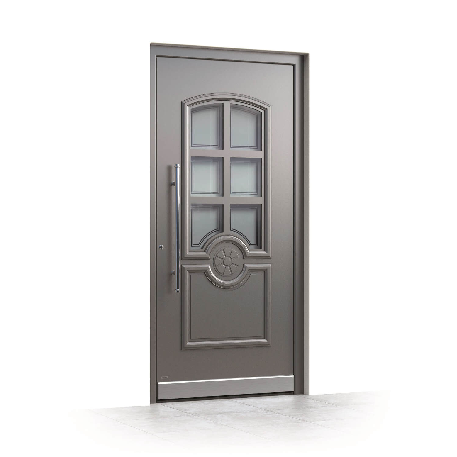 Puerta de entrada de aluminio Lérida, vista lateral
