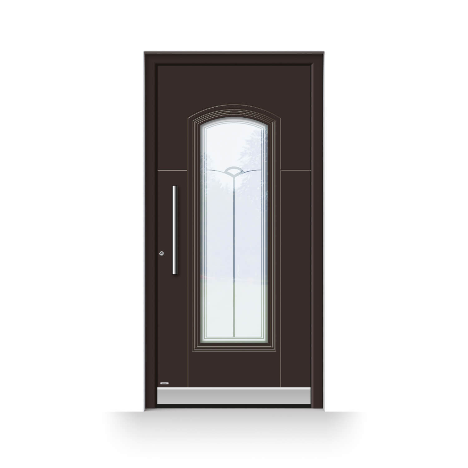 Puerta de entrada modelo Cartagena con carpintería decorativa