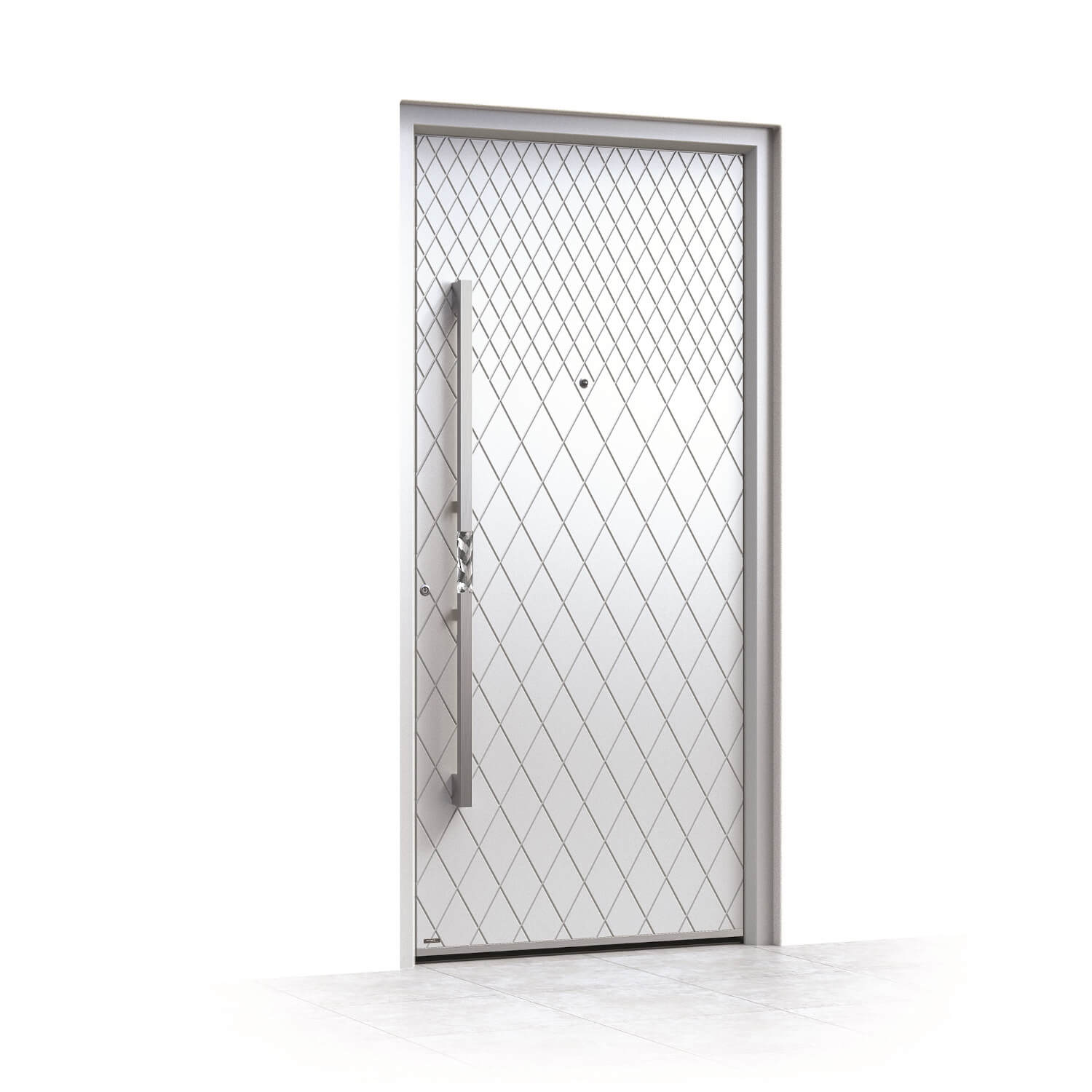 Puerta de entrada modelo Dos Hermanas en blanco con fresado decorativo