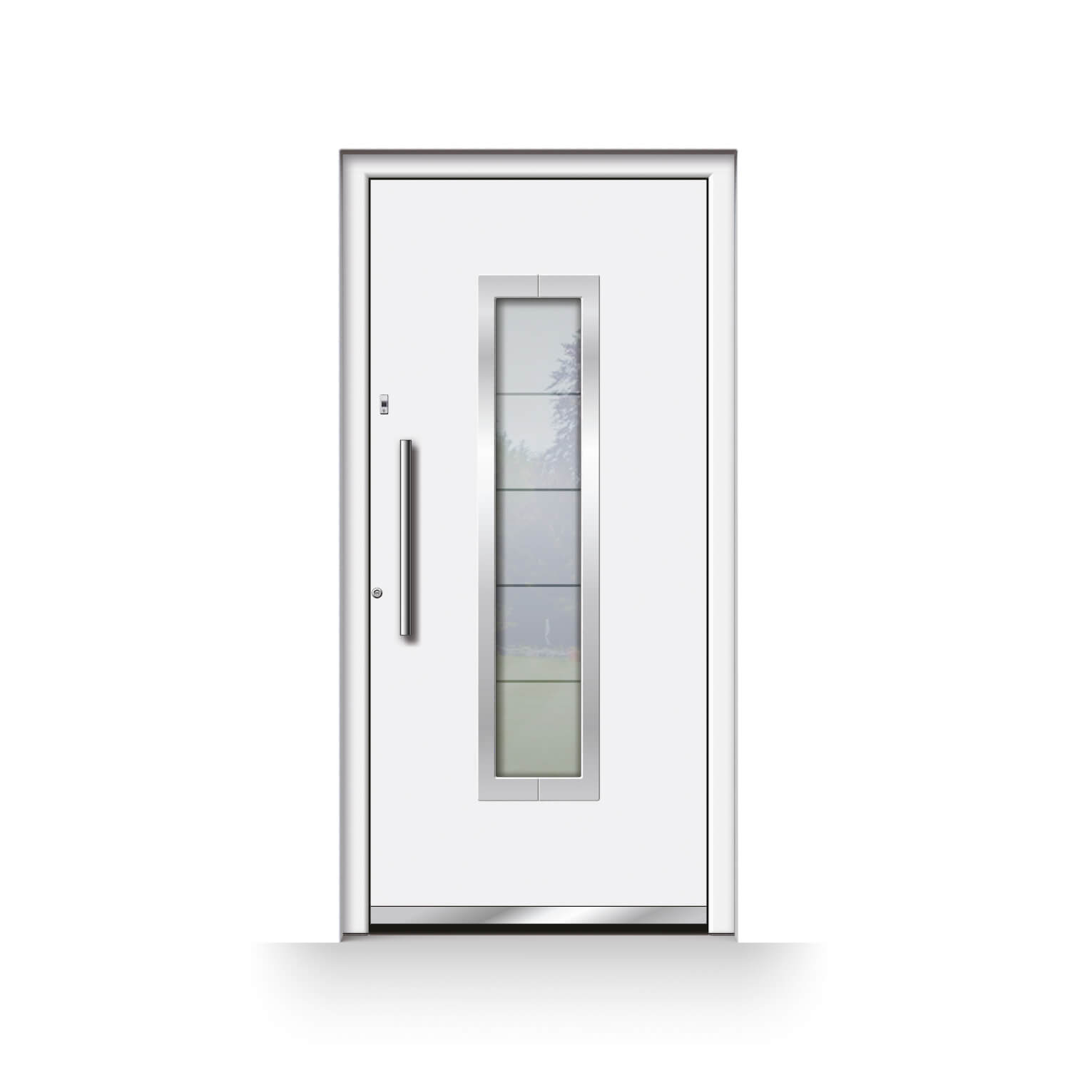 Modelo de puerta de entrada Madrid en blanco con escáner de huellas dactilares