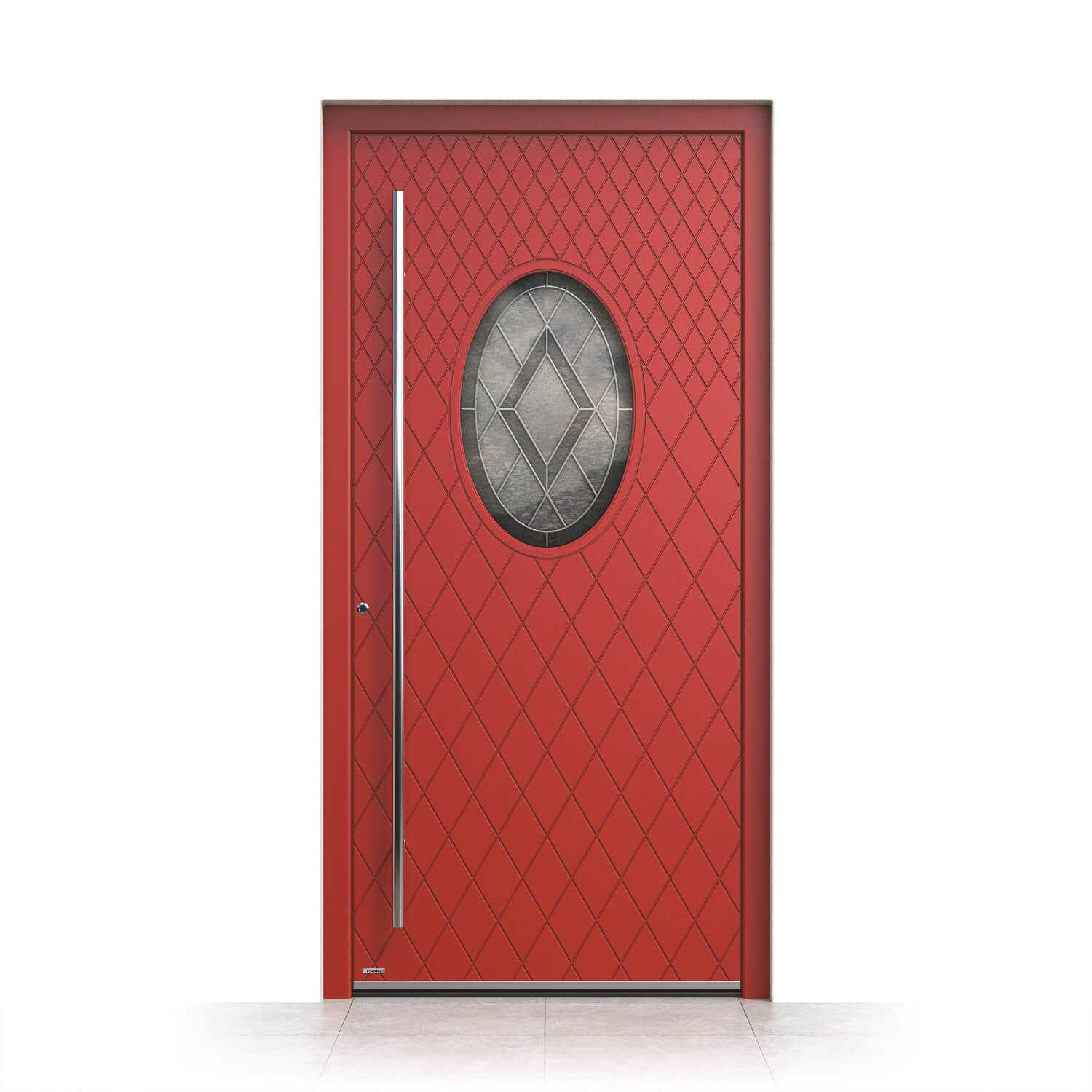 Puerta de entrada Tarragona en rojo con fresado decorativo
