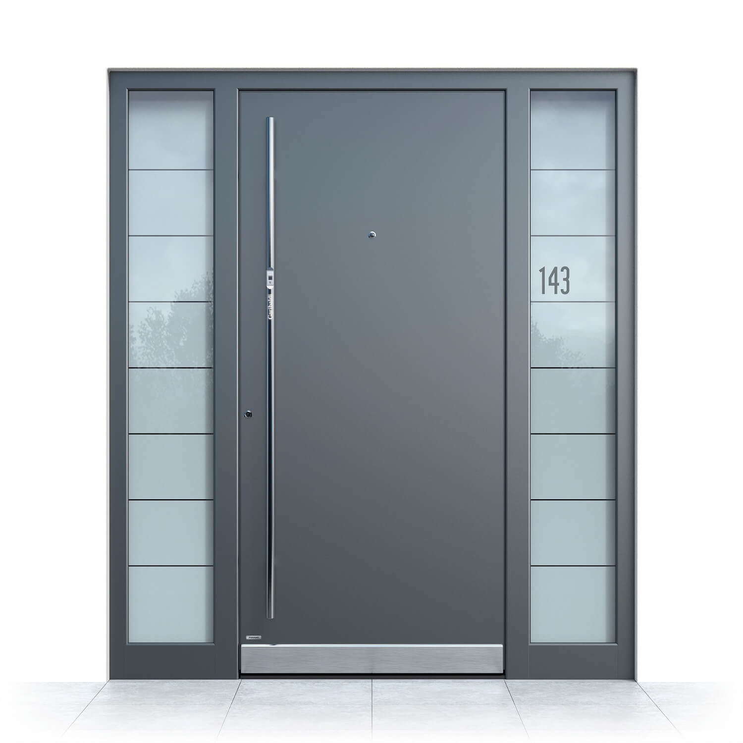 Puerta de entrada modelo Valencia en antracita con paneles laterales