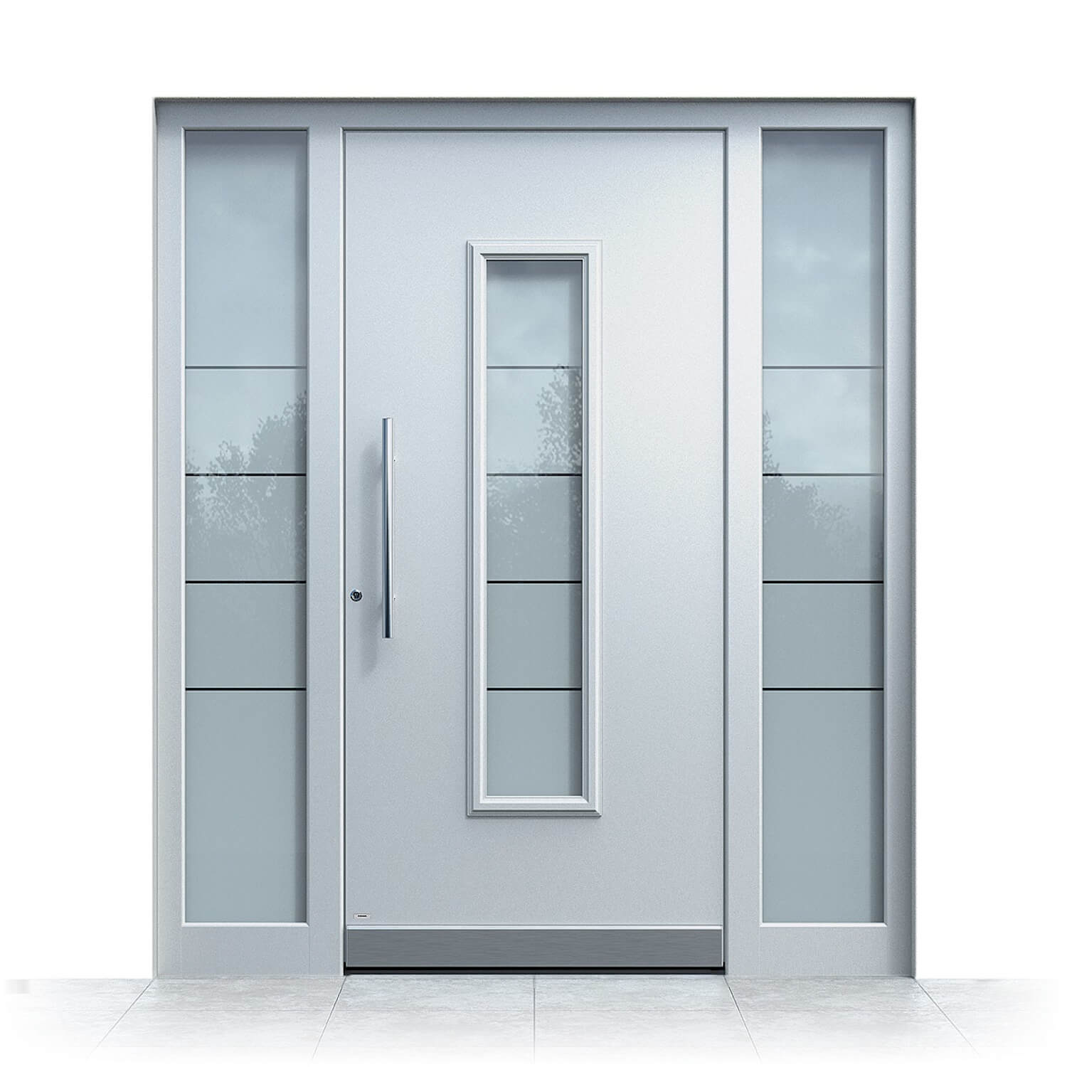 Puerta de entrada de aluminio Valladolid con paneles laterales