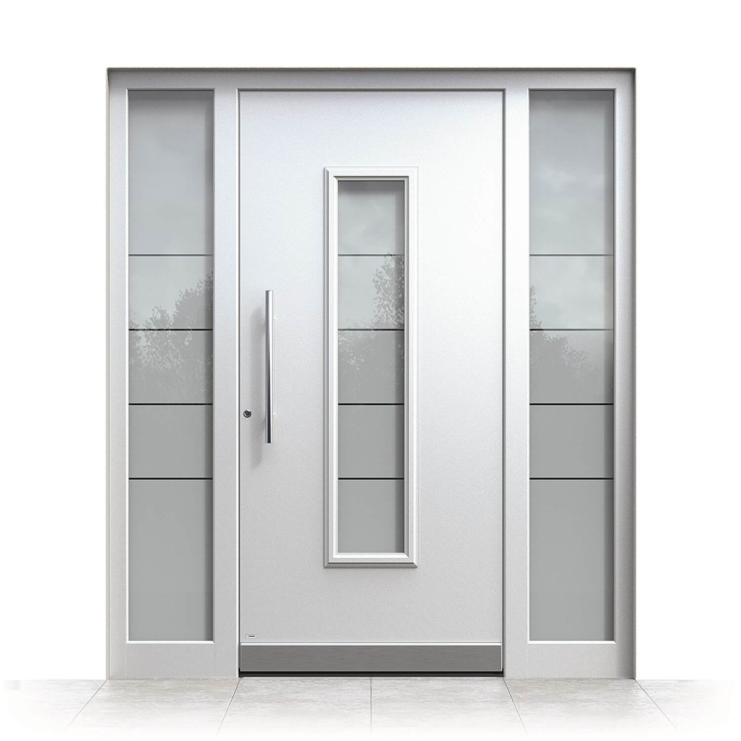 Puerta de entrada Valladolid en gris claro con paneles laterales