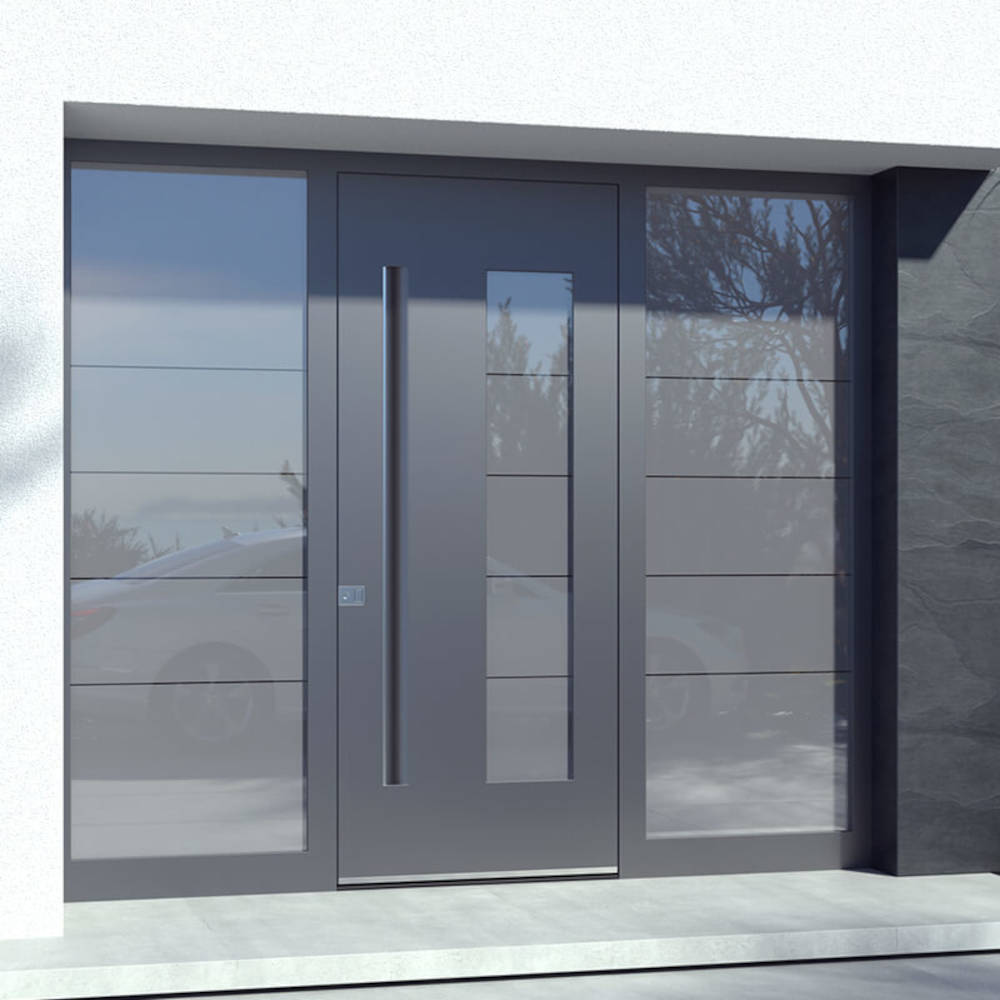 puerta principal con paneles laterales 