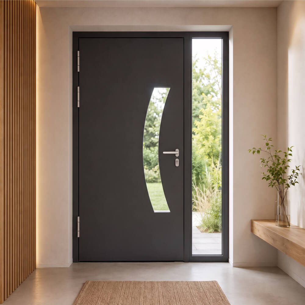 Puerta de entrada Schüco Reus instalada: vista interior