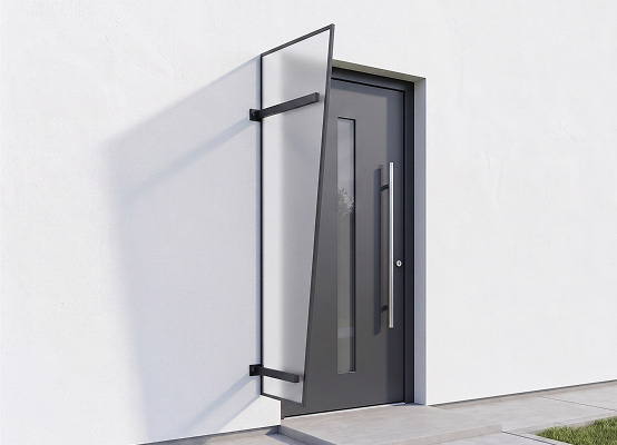 Puerta de entrada con panel lateral