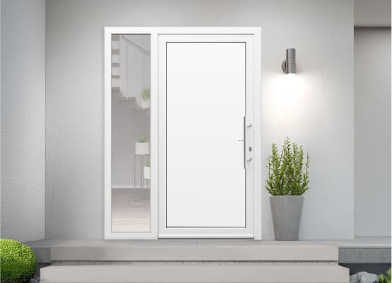 puerta de entrada de pvc con cristal fijo lateral