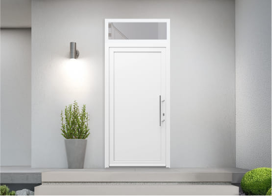 puerta de entrada de pvc con cristal fijo superior