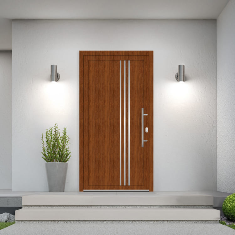 puerta de pvc en color roble dorado