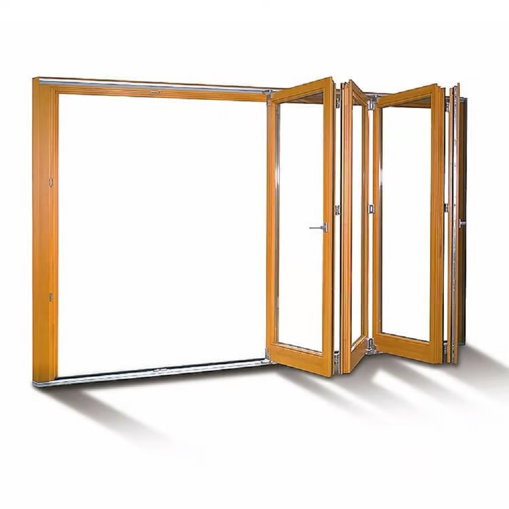 Puerta plegable aluminio y madera