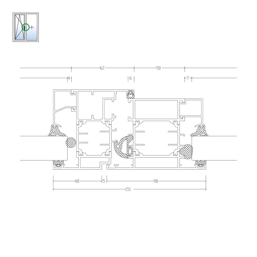 COR 70 Industrial: hoja con acristalamiento fijo