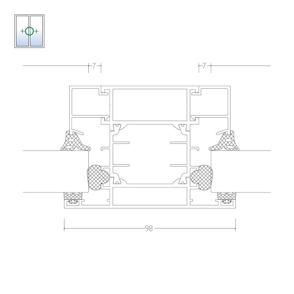 COR 70 Industrial: poste para acristalamiento fijo