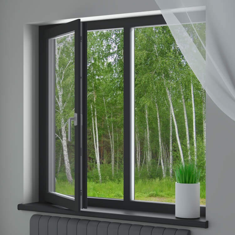 Muestra de instalación, ventana de PVC-aluminio de Veka