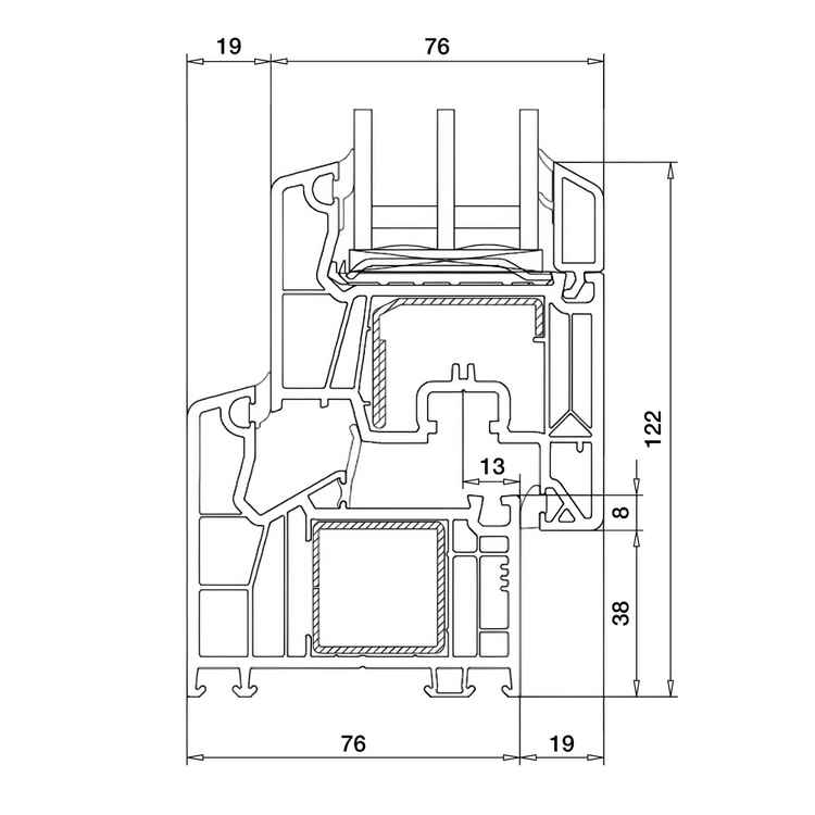 Veka Sofline 76 plano sección