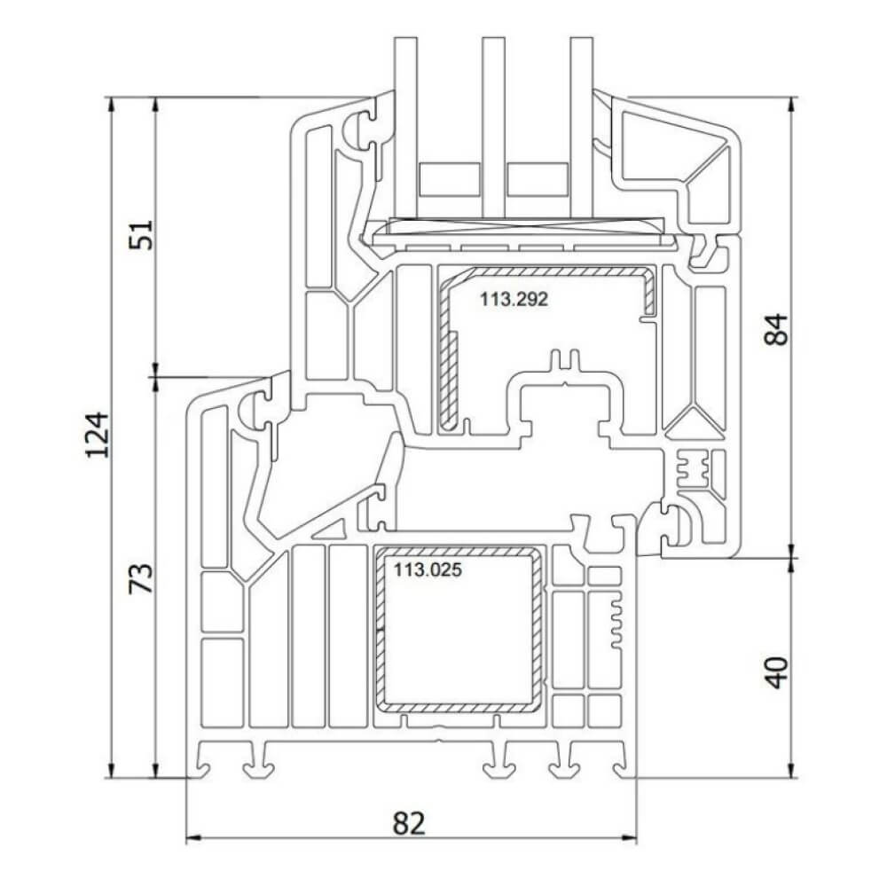 Plano sección Veka Softline 82