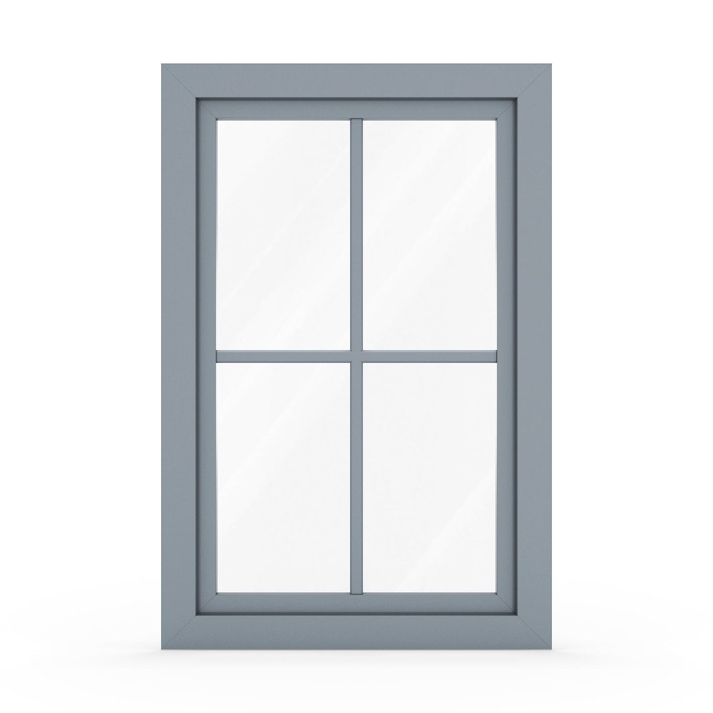 Ventana con barrotillos color gris