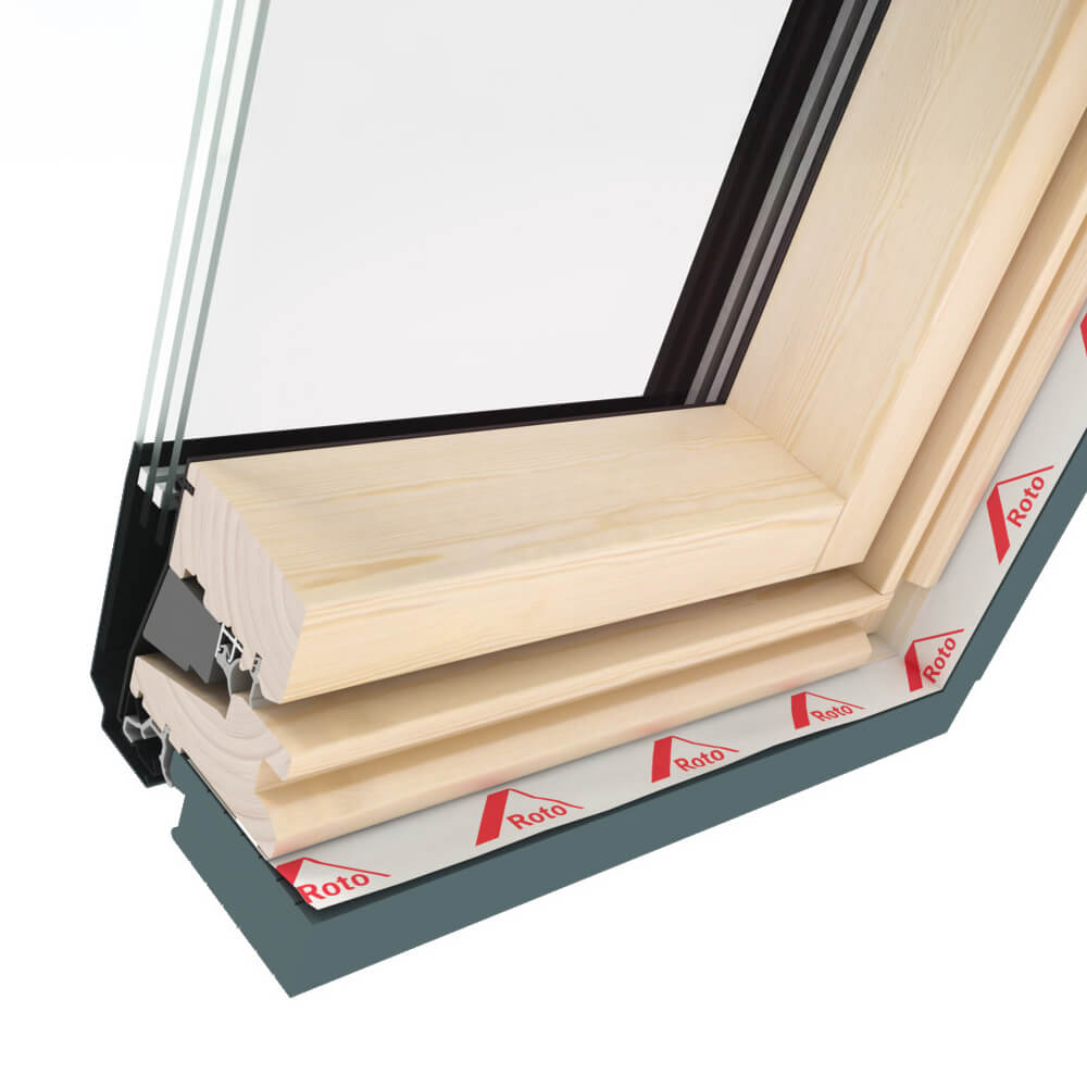 Ventana de techo Roto Q4 perfil de madera