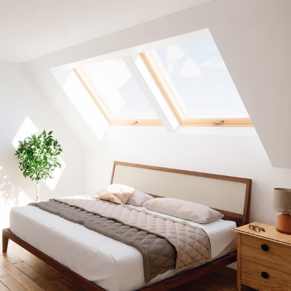 Roto R6 de madera instalación en dormitorio