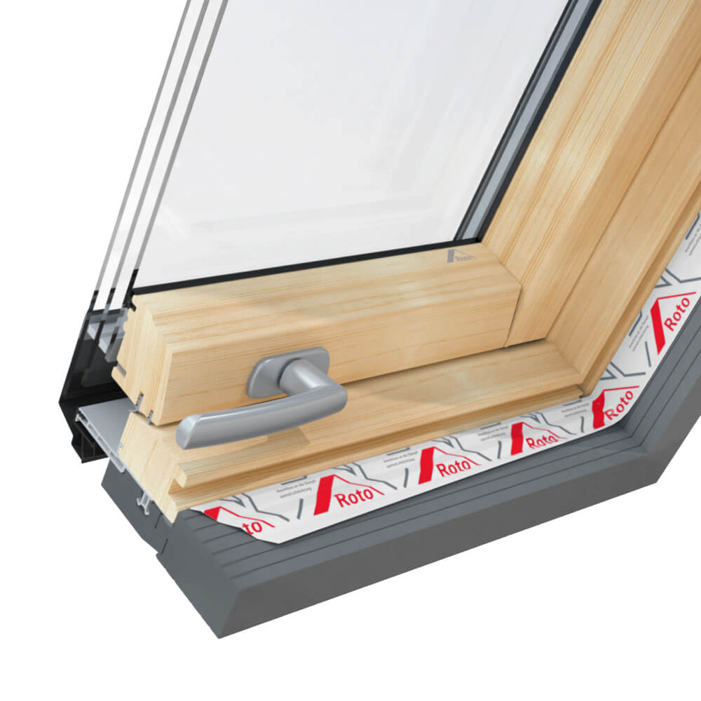 Ventana de techo Roto R8 perfil de madera