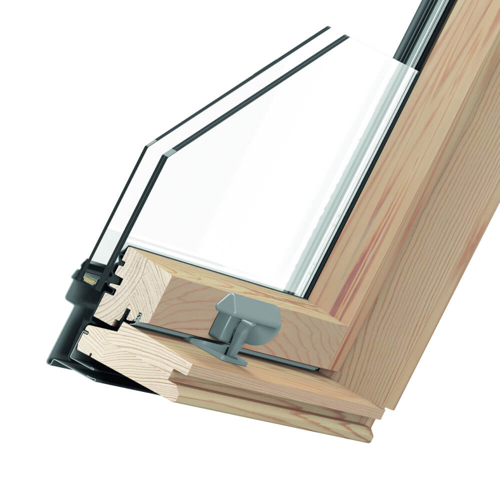 Ventana de techo RoofLITE+ Solid Pine perfil de madera